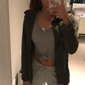 STRIPED SHIRT AND ARMY JACKET BUNDLE